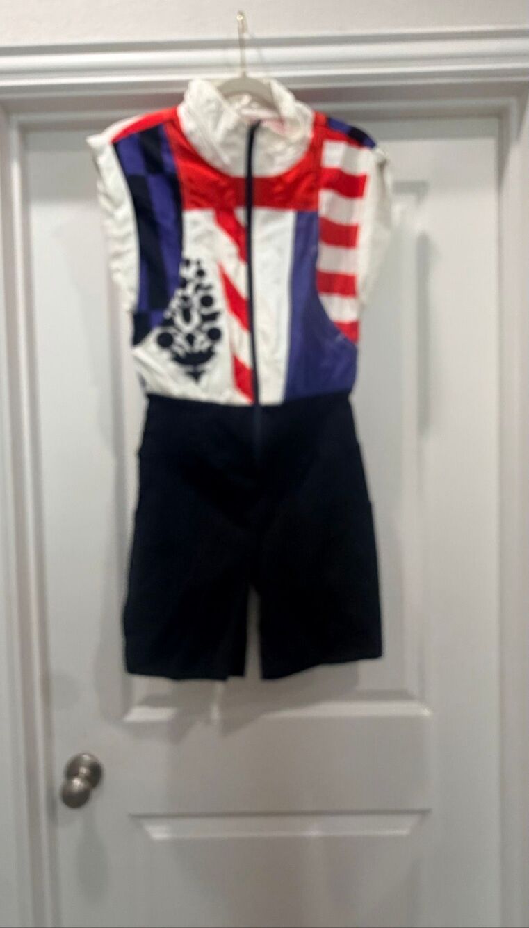 FREE PEOPLE MOVEMENT Stretch Bodysuit Shortsie Romper Biker Shorts Patriotic S